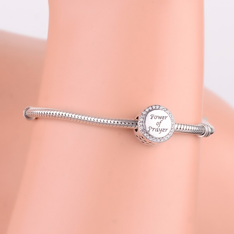 Authentieke 925 Zilveren Power Van Gebed Bead Fit Originele Pan Charm Armband Sieraden Voor Maken Vrouwen Kerst Berloque