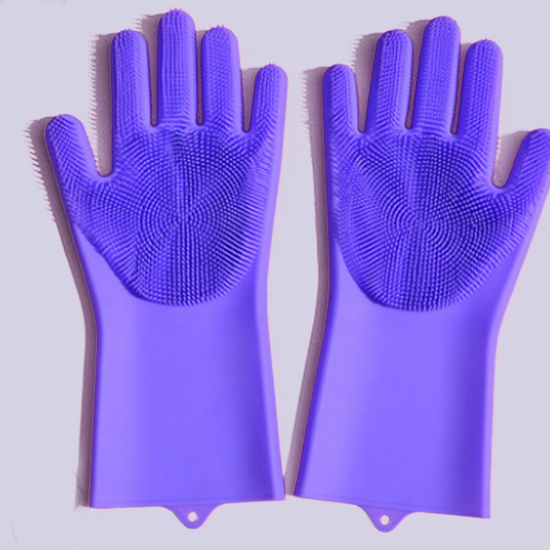 Gants de nettoyage de vaisselle antidérapants | 1 paire, gants de nettoyage de la vaisselle en caoutchouc de Silicone magique, gant de lavage de la vaisselle pour épurateur ménager, outil de nettoyage de la cuisine: VIOLET