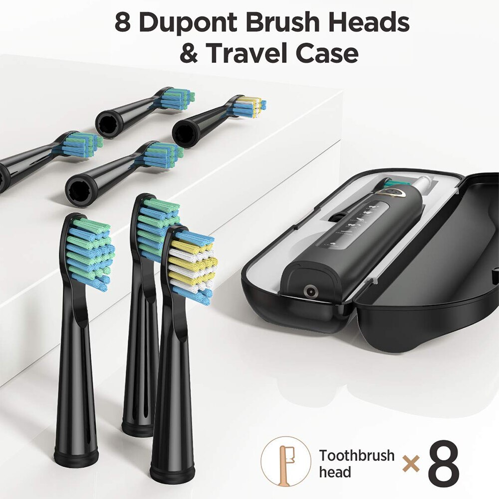 Fairywill Electric Sonic Toothbrush FW-507 USB Charge Waterproof Rechargeable Electronic Tooth 8 Brushes Replacement Heads Adult