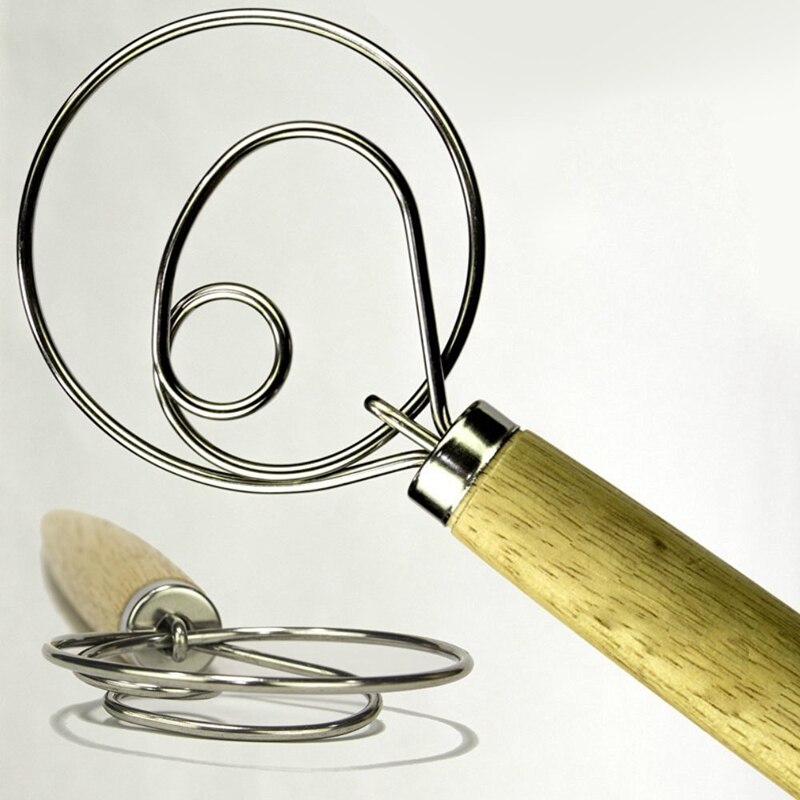 Mezclador de harina , batidor de huevos mezclador de harina de pan de metal, accesorios de manejo de la licuadora de madera para hornear, 2 paquetes