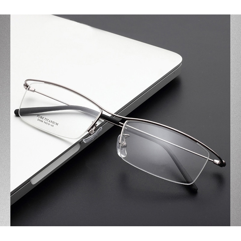 Browline media montura de titanio gafas con montura metálica para hombres, gafas de , gafas ópticas bonitas para hombre, montura de Anteojos de Prescripción