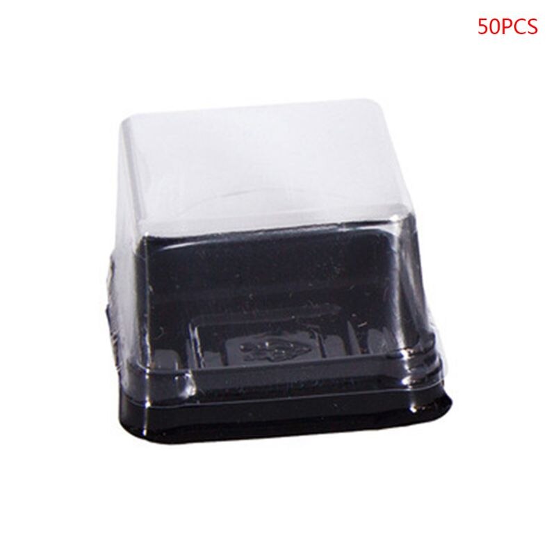 50Pcs 63/100G Vierkante Maan Cake Bakken Maancake Pakket Box Container Houder E7CB: 63g Black