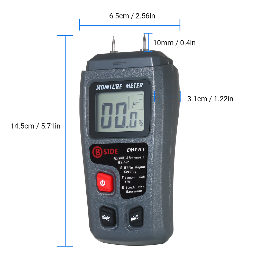 Wood Moisture Test Moisture Meter 4 Modes Portable Hygrometer Pin Type Timber Humidity Instrument Handheld Water Leak Detector