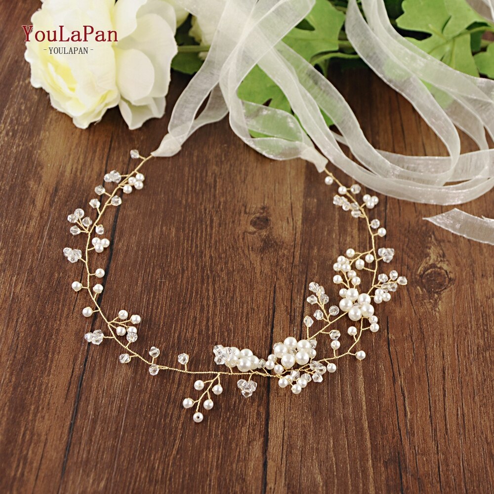 TOPQUEEN SH126 oro cintura cinture Donna con perle Da Sposa abito Da Sposa fascia strass abito Da Sposa per adulti fiore della cinghia della ragazza: avorio organza