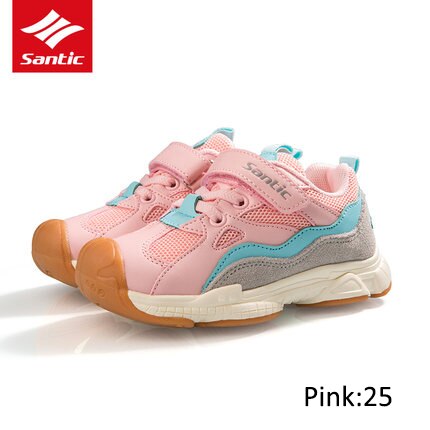 Santic Breathable Kids Cycling Shoes Pro Team Race Child Balance Bike Shoes Anti-slip Safety Boys Girls Bicycle Sport Shoes: Pink-25