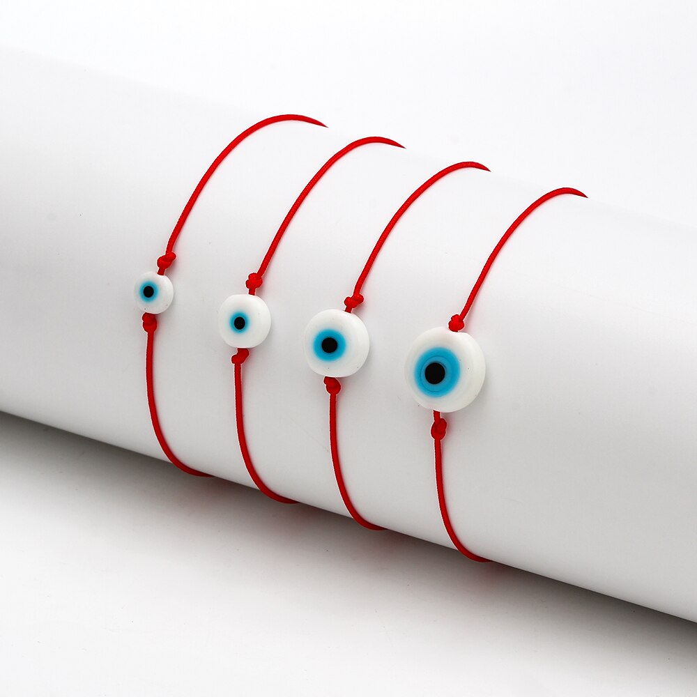 Lucky eye trançado azul mal olho pulseira vermelho azul preto corda corrente charme pulseira ajustável diy jóias para feminino ey6386