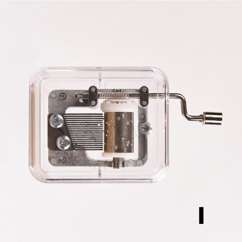Hand Crank Music Box Mini Movement DIY Rectangle Plastic Transparent Music Case To Alice Sprited Away BDF99