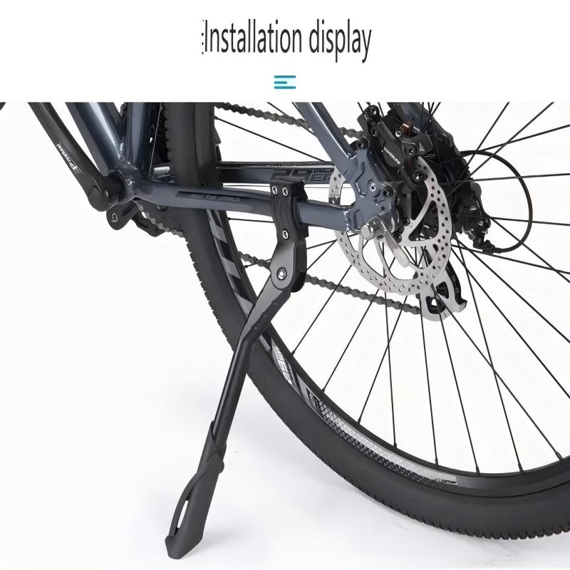 Verstelbare fietsstandaard, zijstandaard van aluminiumlegering voor MTB opvouwbare elektrische fiets, universele pasvorm voor 24-29 inch sneeuwvoertuigen