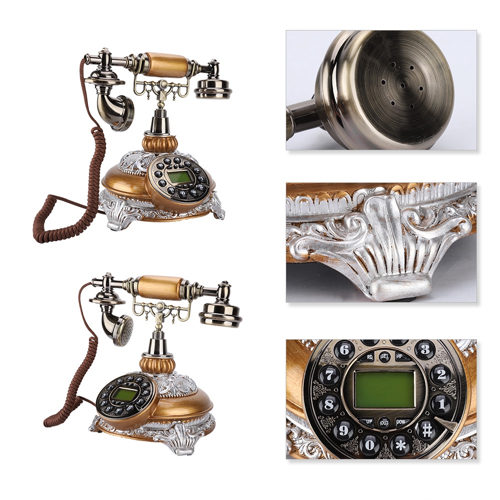 Retro Decorative Vintage Telephone Antique Telephone FSK/DTMF Rotary Dial Antique Landline Office Home Auto IP with Tool