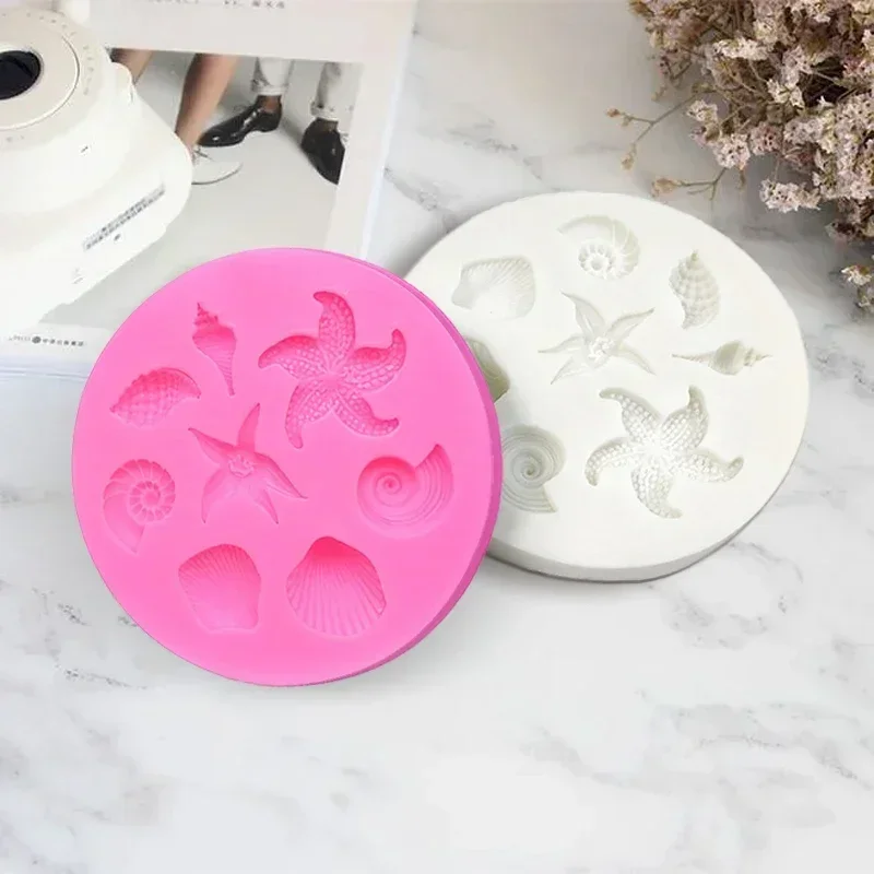 Cake Decorating Tools DIY Sea Creatures Conch Starfish Shell Shape Fondant Cake Candy Silicone Molds DIY Chocolate Mold