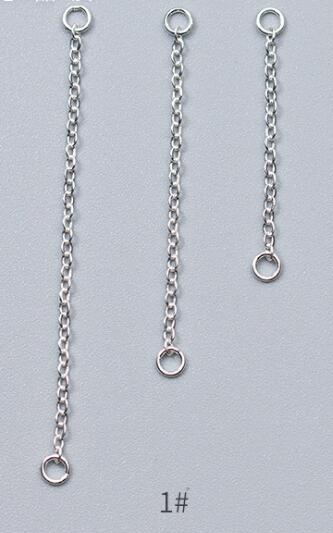 Lote de 2 unidades de pendientes de plata de ley 100% con conector de sedal, cadenas de 3cm, 4cm y 5cm de longitud, joyería DIY: 1 / 4cm 2pcs