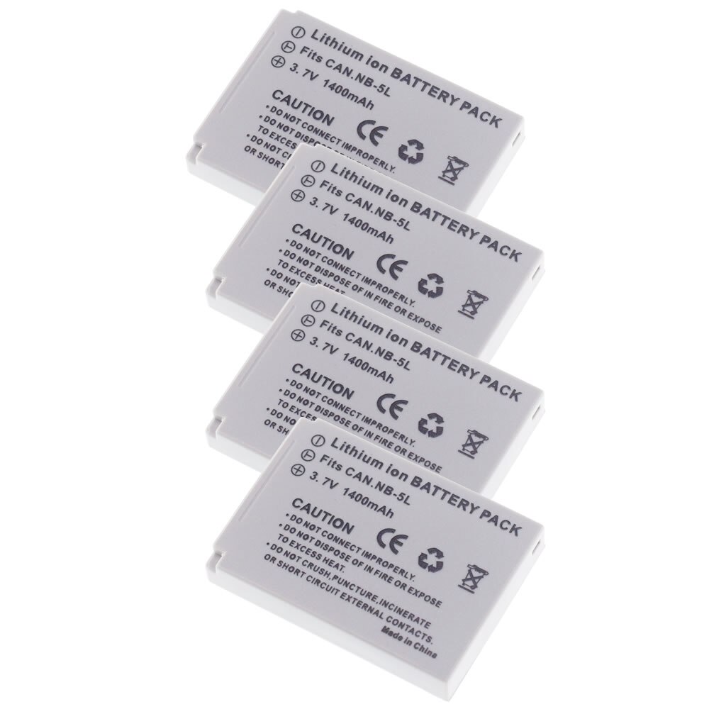 2 Pack NB-5L Battery For Canon PowerShot S100 SX200 SX210 IS SX230 HS: 4 Battery