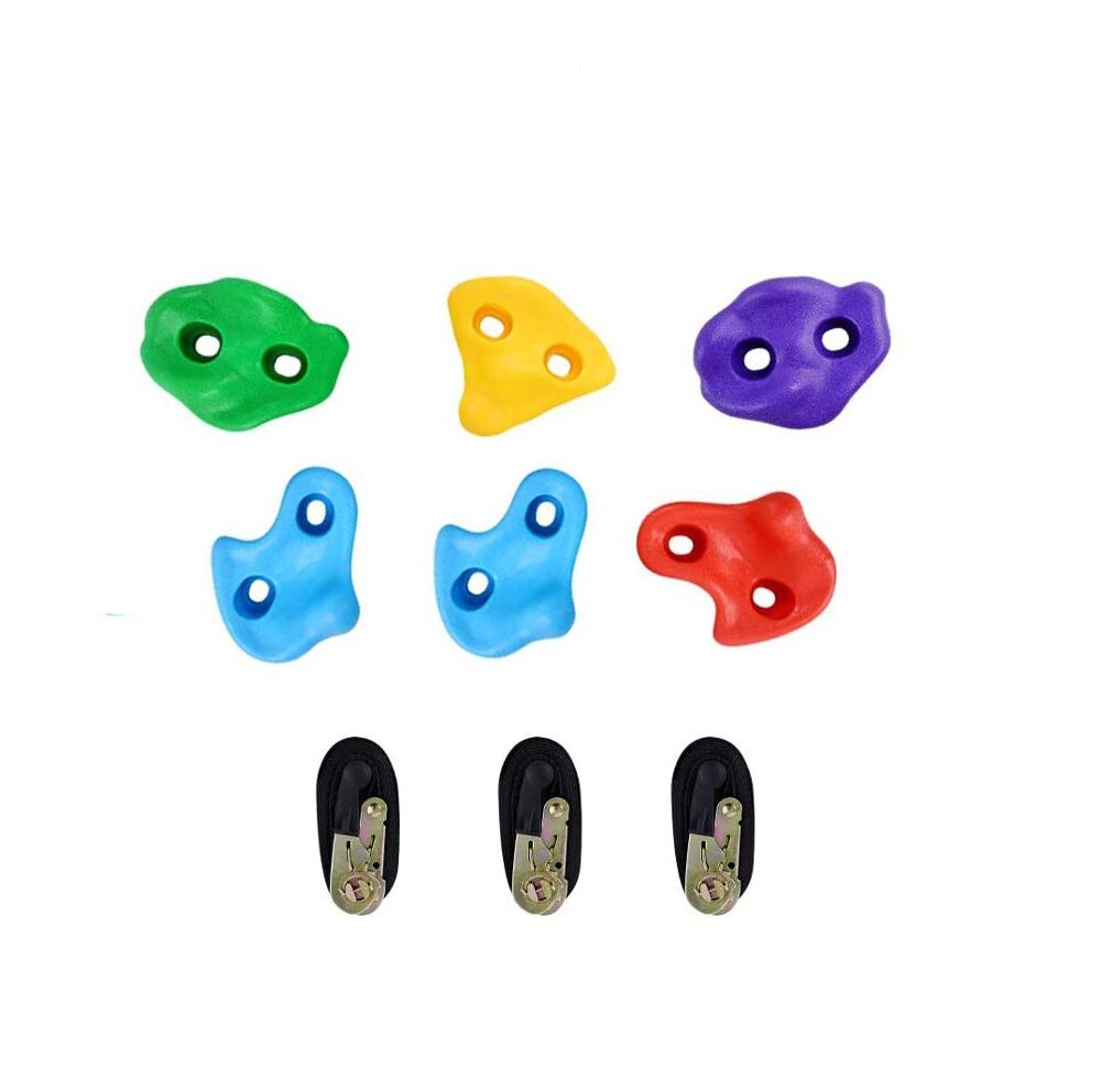 12 Tree Climbing Holds for Kids Climber, Adult Climbing Rocks with 6 Ratchet Straps for Outdoor: 6PCS Random Color