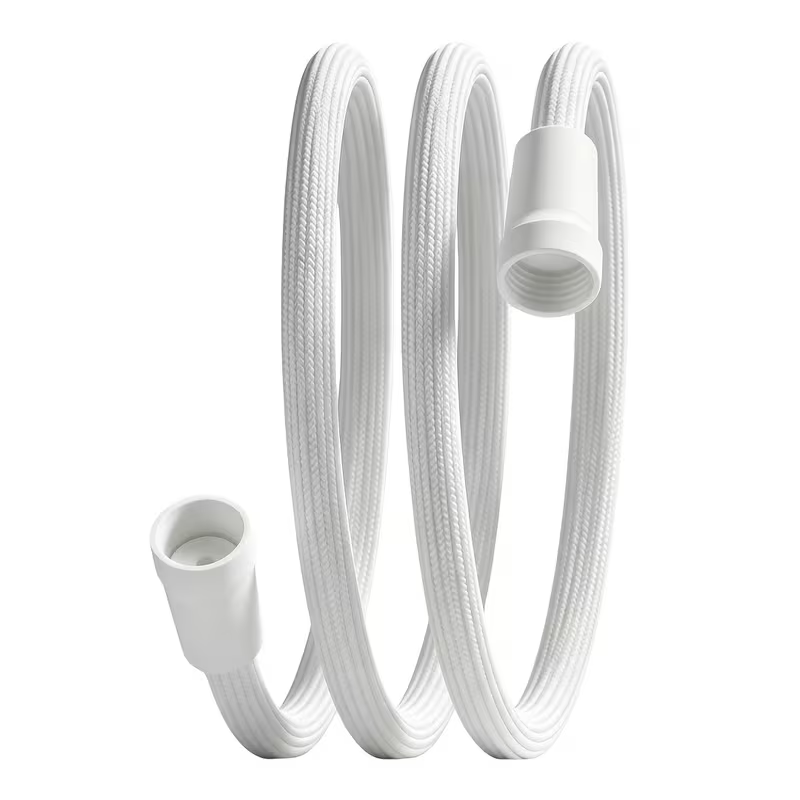 Nylon gevlochten doucheslang 160 cm/62 inch, extra lange flexibele slang met ABS-connectoren, lekvrij, hoge druk, anti-burst voor warm water: WIT