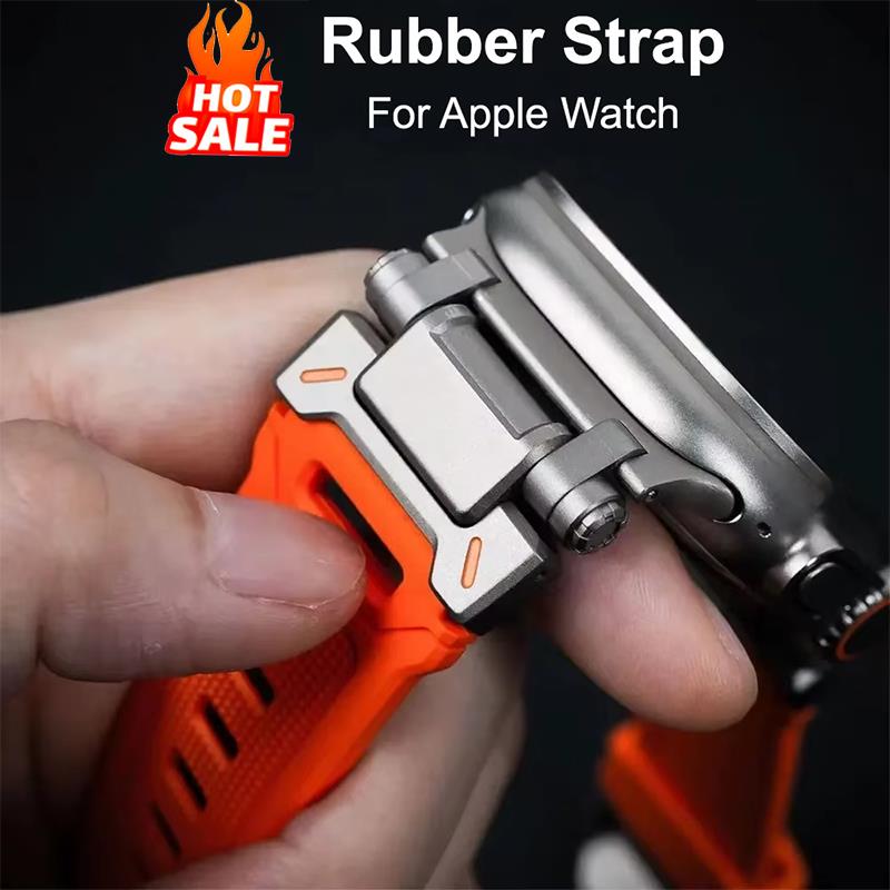 Bracelet en Silicone pour Apple Watch Ultra 2, 49mm 45mm 42mm, métal robuste + Bracelet en caoutchouc, iWatch série 10 9 6 5 7 8 SE, 44mm