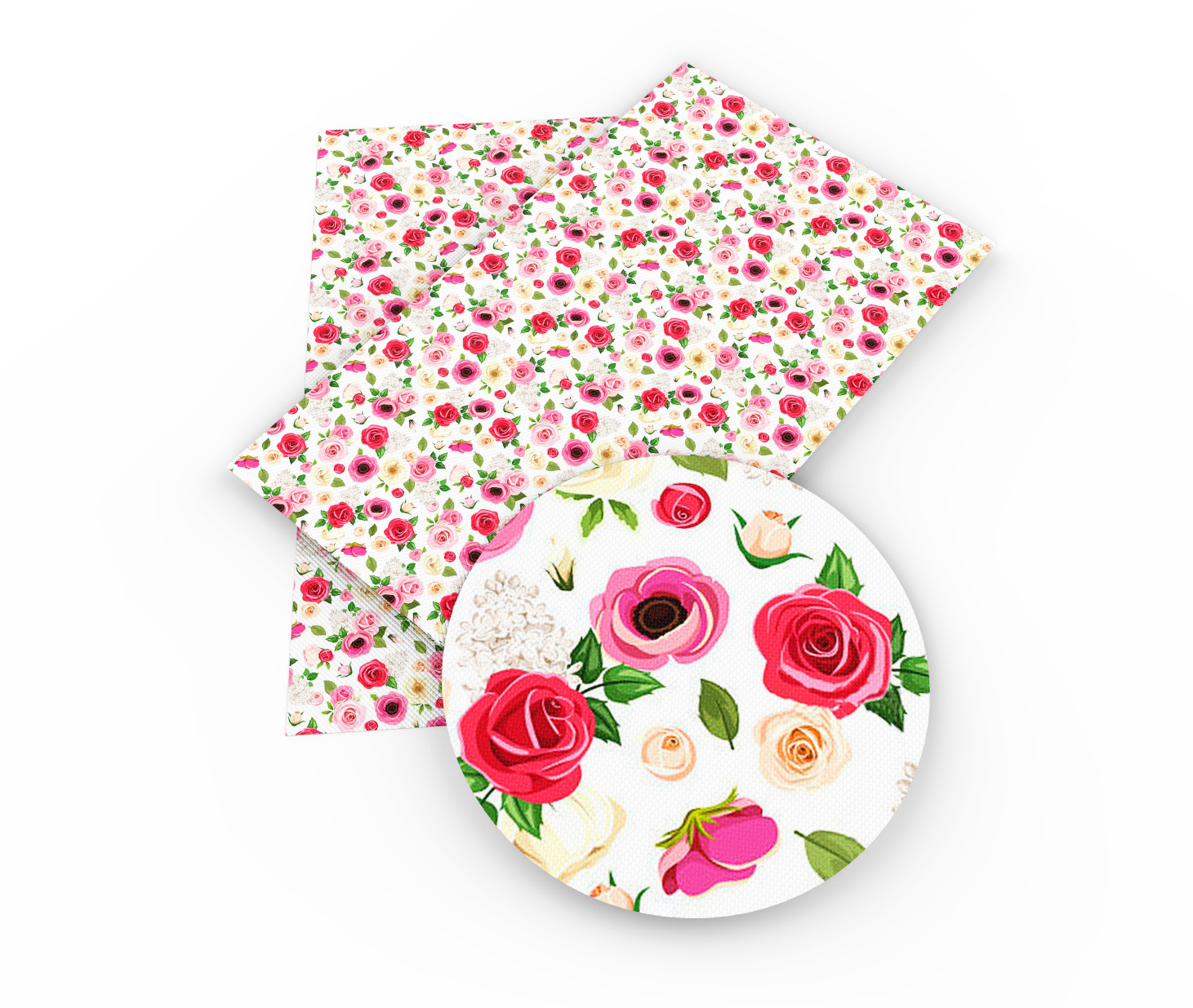 Gladde Textuur Faux Kunstleer Vel Bloemenprint Synthetisch Leer Stof Voor Bow Ambachten Diy Handgemaakte Materiaal, 1Yc20883: 1064564046 / Half Yard 50 X120cm