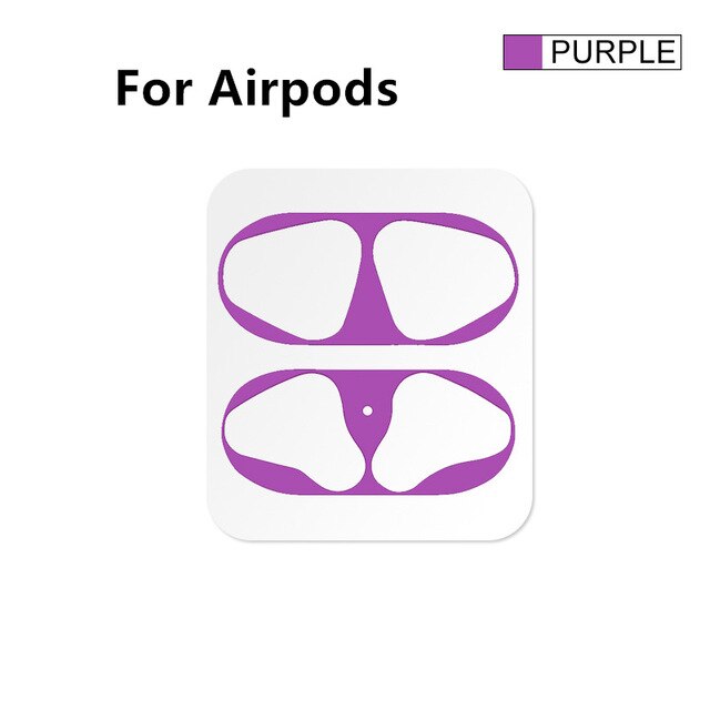 Protector de polvo de Metal para Airpods, pegatina de accesorios para la piel de Apple, caja de carga, Protector para Airpods 2, Airpods 2: purple for airpods