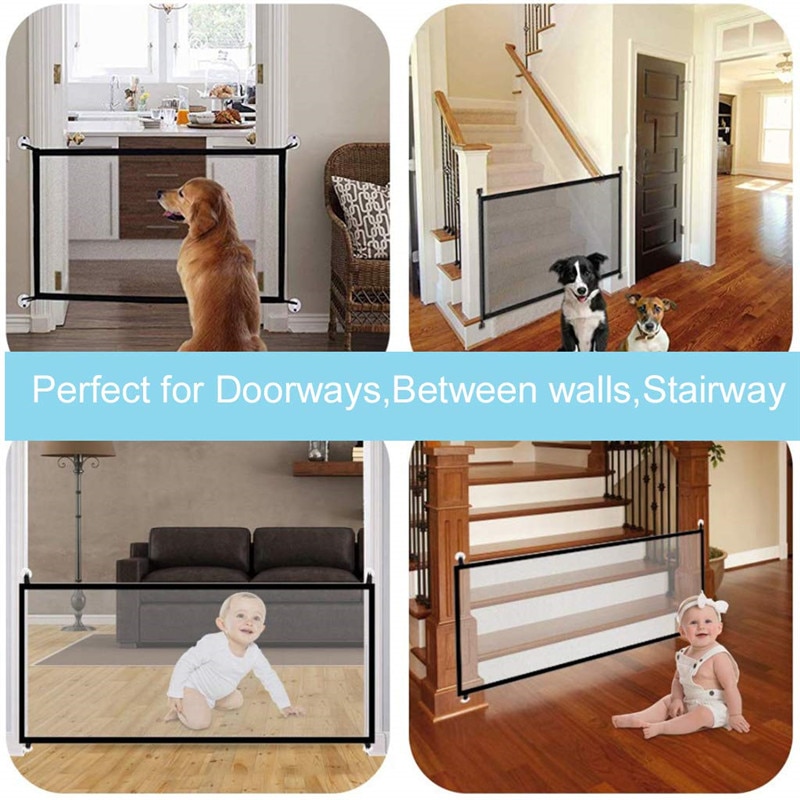 Magic Dog Gate Ingenious Mesh Dog Fence For Indoor and Outdoor Safe Pet Dog gate Safety Enclosure Pet supplies