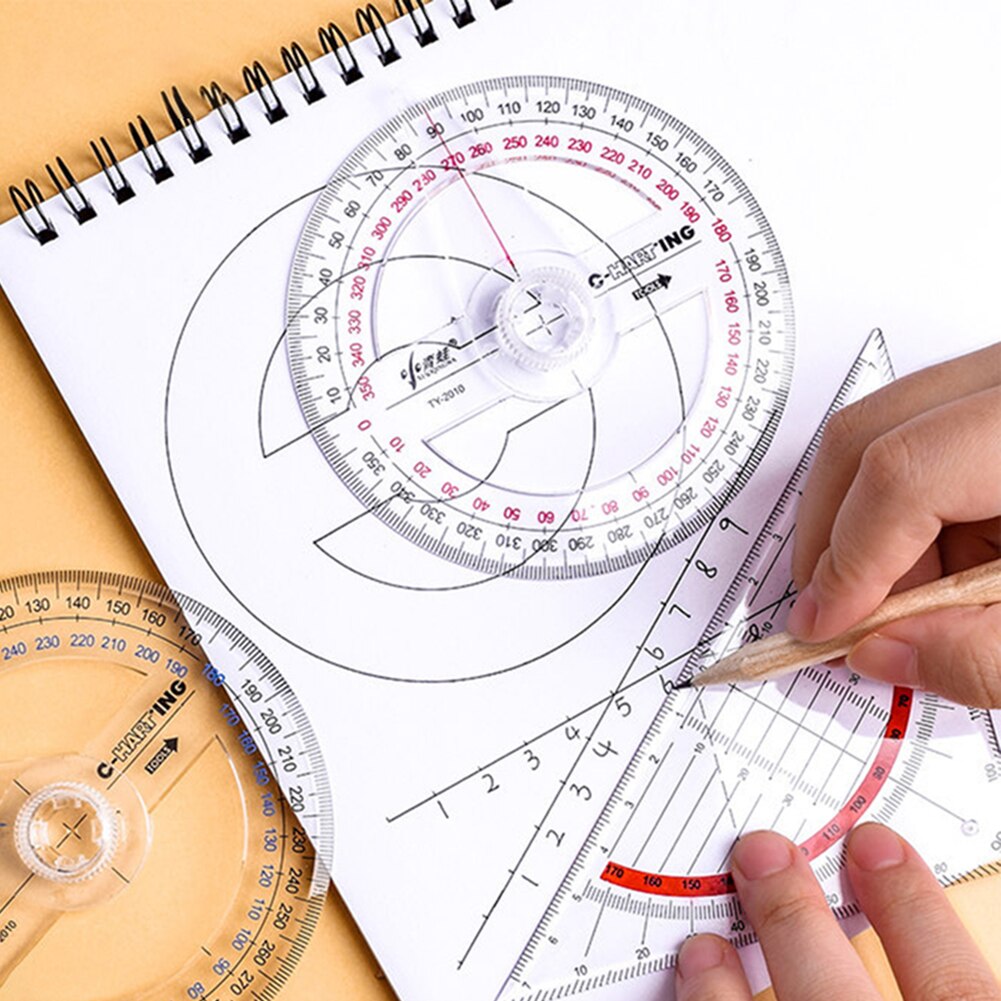 10cm All Circular Plastic 360 Degree Pointer Protractor Ruler Angle Finder Meter with Swing Arm for School Office Supplies