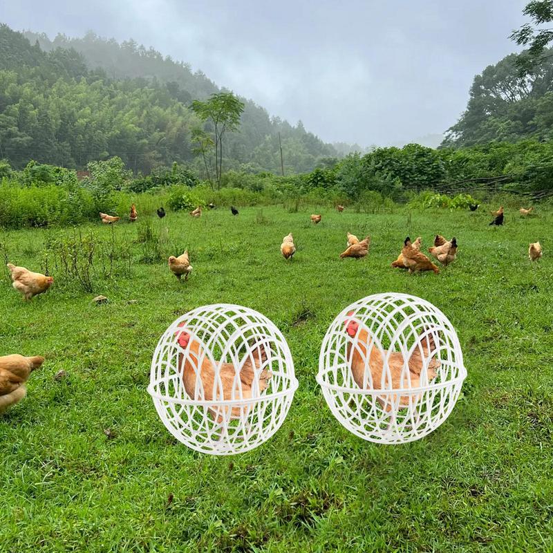 Jaula para pollos para caminar, bola esférica de seguridad para pollos, jaula para bolas de hámster, rango libre, puede enrollar y caminar para alimentar, 3 uds.