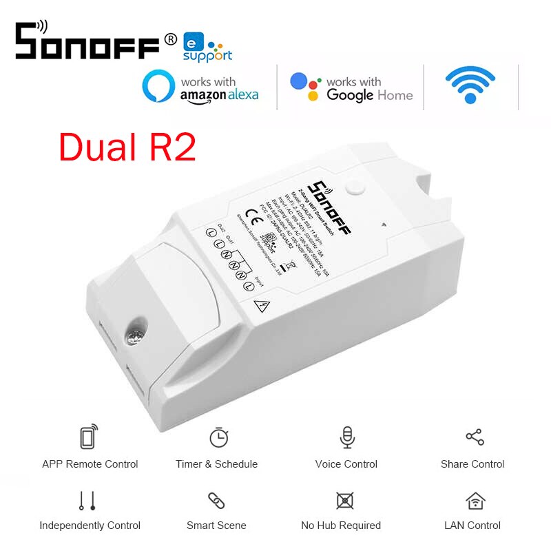 Sonoff Dual R2 10A Draadloze Wifi Schakelaar Afstandsbediening Intelligente Controle Socket Smart Home Automation Module Sonoff Dual Itead Schakelaar