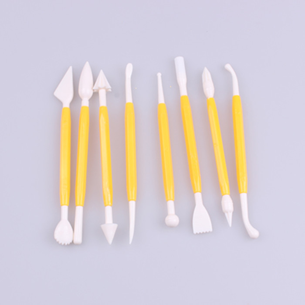 Plastic Fondant Cakes Sculpting Tools Detachable Sculpture Making Cutting Tool Kit Baking Decoration Tools 8 PCS yellow HG0066