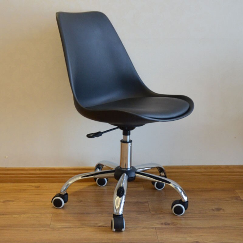 Computer Chair Home Modern Simple Lazy Desk Office Lifting Rotating Pulley Backrest Seat Student Small Chair: Black PP