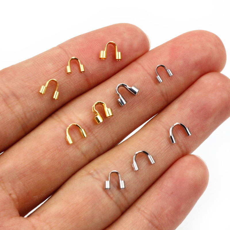50 stuks roestvrij staal goudkleurige draadbeschermers bewaken beschermers lussen U vorm sluitingen connector voor sieraden maken