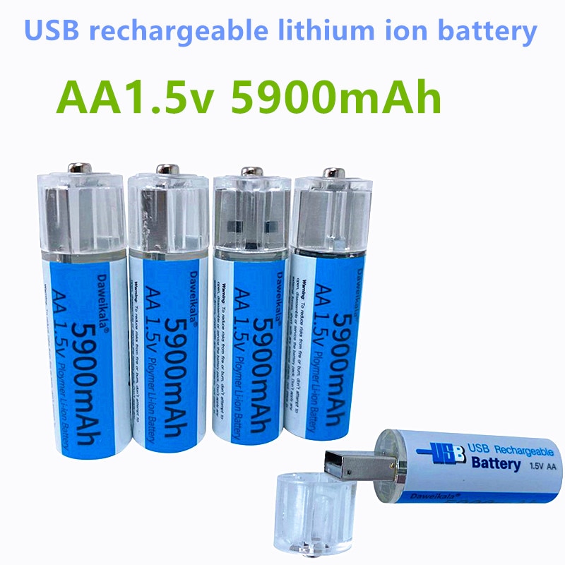 Usb Aa 1.5V Batterij 5900Mah Usb Oplaadbare Lithium Ion Batterij Aa 1.5V Batterij Voor Afstandsbediening controle Speelgoed Licht Batery