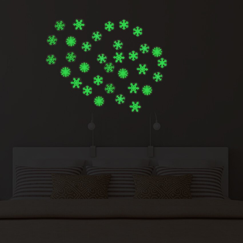 48 stuks/set kleurrijke lichtgevende sneeuw muurstickers voor thuis, glow in the dark stickers voor kinderkamers, fluorescerende stickers en decoraties