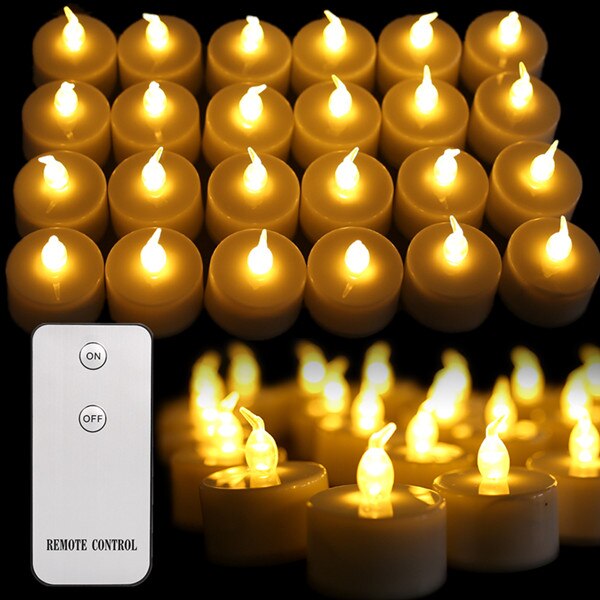 Pak Van 24 Flickering Vlamloze Led Theelichtjes Afstandsbediening Batterij Aangedreven Kaarsen Voor Thuis Diner Party Kerst Decoratie: Remote Control A