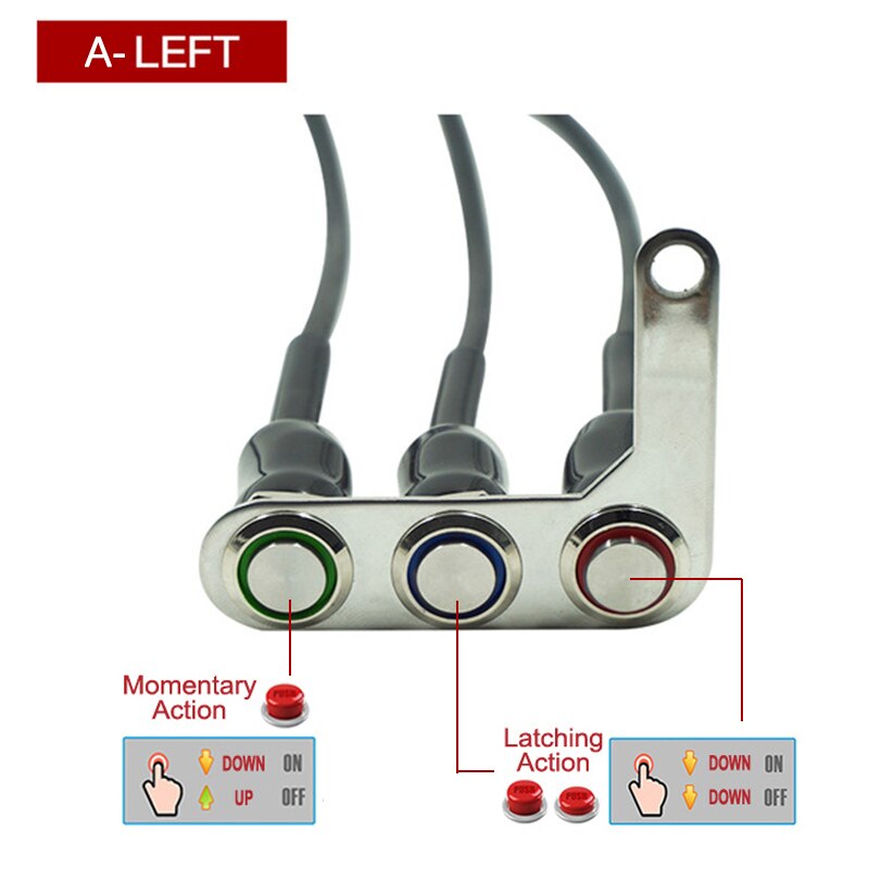 Interrupteur étanche à 3 boutons pour guidon de moto, interrupteur marche-arrêt, interrupteur étanche pour phare, klaxon et clignotant, LED