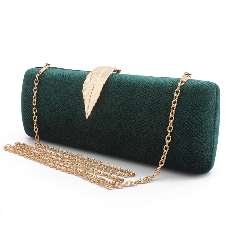Leaf Clasp Women Clutches Velvet Evening Bags Ladies Gala Dinner Clutch Chain Shoulder Handbags and Purses