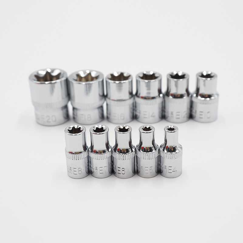 11pcs Torx Star Socket Set 1/4 3/8 Inch Drive e Type Sockets E4 E5 E6 E7 E8 E10 E12 E14 E16 E18 E20 Hand Repair Tools