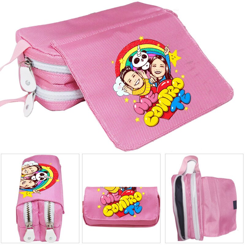 Lady Cosmetic Bag Girls Big Pencil Pouch Me Contro Te Pencil Case Oxford Cloth Double-layer Pencil Bag for School Student Boys: pink 9