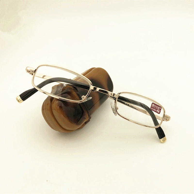 Klassieke heren leesbril met kristallen glazen, dames metalen opvouwbare leesbril, presbyopie bril  +100 +150 +200 to +400