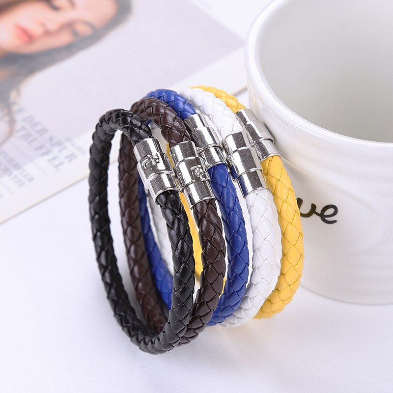 Noter flätat läderarmband herr 5 färger berlock brazalete för hombre pu armband för män casual smycken