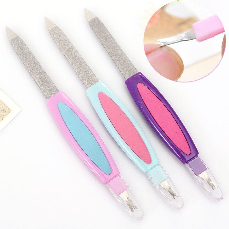 1Pcs Double head Stainless Steel Nail File Buffer Metal Double Side Grinding Rod Manicure Pedicure Scrub Nail Arts: Random