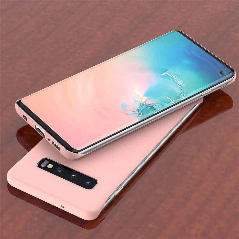 USLION Rahmenlose Telefon Fall Für Samsung Galaxy Note 10 Pro 9 S9 S10 Plus Candy Farbe Fall Ultra Slim Matte harte PC Zurück Abdeckung: For Samsung S10 / Rosa