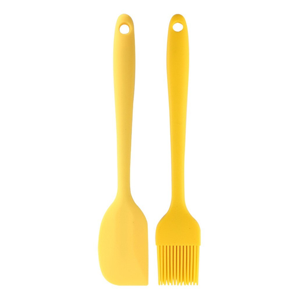 30 ^ 2pc ustensiles de cuisine en silicone ustensiles de cuisson cuisson pinceau à badigeonner ensemble de spatules produit: Jaune 