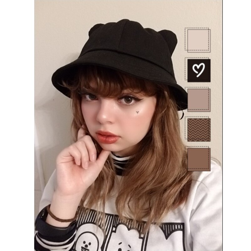 Søde katørre spand hat kvinder hip hop cap gorros ensfarvet unisex afslappet flad hat bomuld forår fiskeri spand hat cap