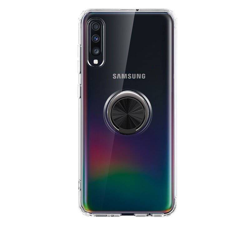 Support Transparent étuis pour Samsung A30S Coque de Protection en Silicone souple Coque de magnétisme pour Samsung a30s A 30s Coque: For Samsung A30S / Black