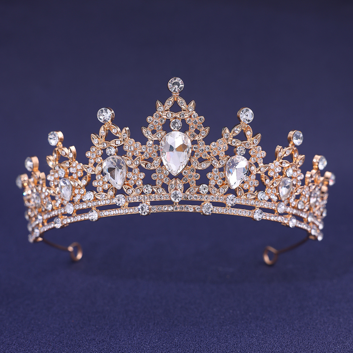Accessoires pour cheveux de mariage, couvre-chef, bijoux de tête, diadème de cheveux de mariage, couronne de diadème de mariée en cristal, couleur argent, diadème en voile: Or