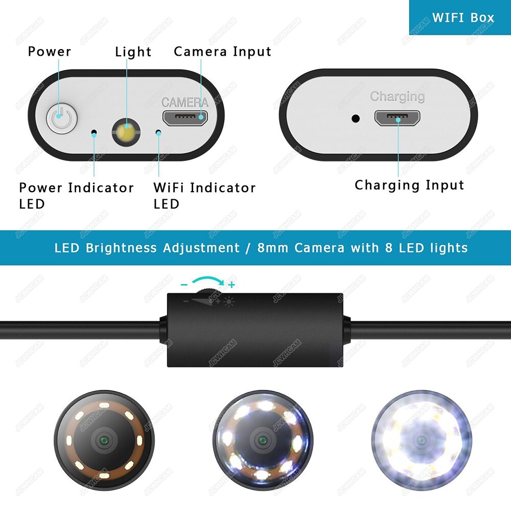 Wifi Endoscoop Camera 8Mm Hd Wireless Inspectie Camera Endoscop 2M 3.5M 5M Flexibele Wifi Endoscoop Camera voor Android Ios