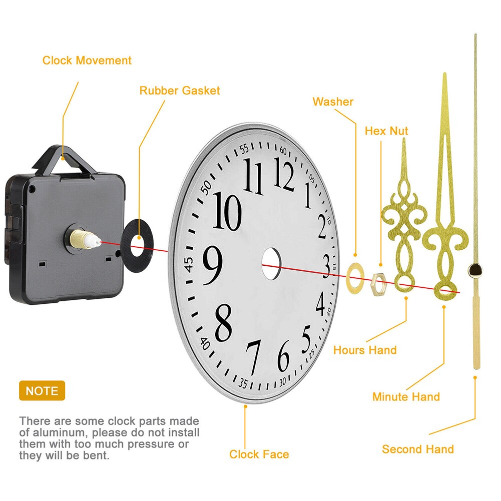 DIY silent quartz clock movement mechanism large wall clock Spindle Black Red hands Repair replacement parts Tool cross stitch