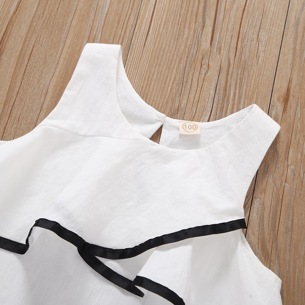 Meisjes hit kleur ruches t-shirt baby zomer koreaanse mouwloze ronde hals trui top