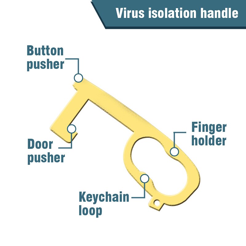 Ouvre-porte Portable sans contact bouton d'ascenseur poignée de porte interrupteur clé en laiton Protection de sécurité sans contact ouvre-porte anti-bactéries