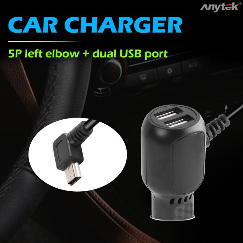 3.5 M 5V 3A Mini Usb Sigarettenaansteker Oplader Kabel Adapter Voor Anytek Auto Dvr Camera Dashcam Met 2 Usb-poort Auto-oplader