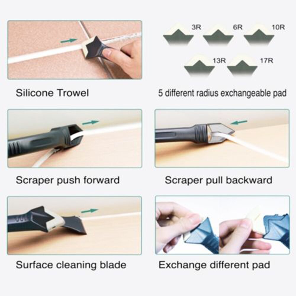 5 in 1 Window Floor Tile Silicone Remover Tool Caulk Finisher Sealant Smooth Cleaning Glue Scraper Grout Kit For Home Tools