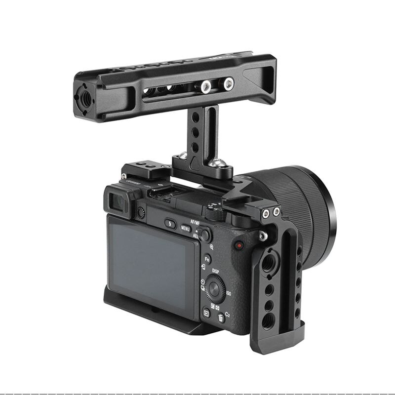 UURig 2 Set Camera Accessories: 1 Set R018 Top Hand Grip Handle with 3 Cold Shoe 1/4 Screw & 1 Pcs Left Wooden Handle